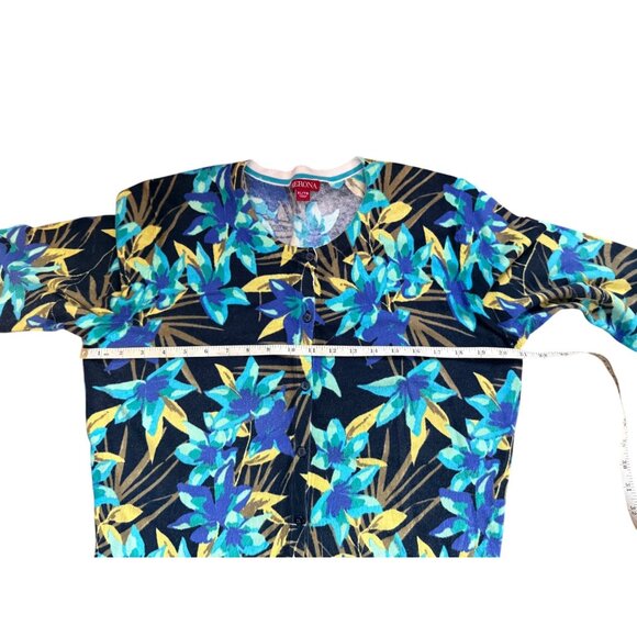 Merona Womens Blue Floral Cardigan Sweater XL - Picture 10 of 16